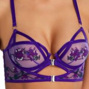 Thistle & Spire Dryad Luxurious Purple Sheer Embroidered Bra